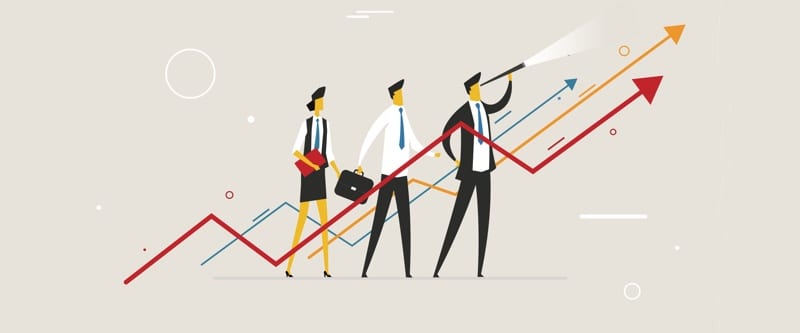 Graphic illustration of people representing business growth.